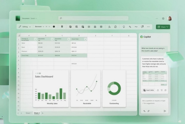 Copilot, de AI technologie van Microsoft, in Microsoft 365 toepassingen. Copilot Microsoft 365